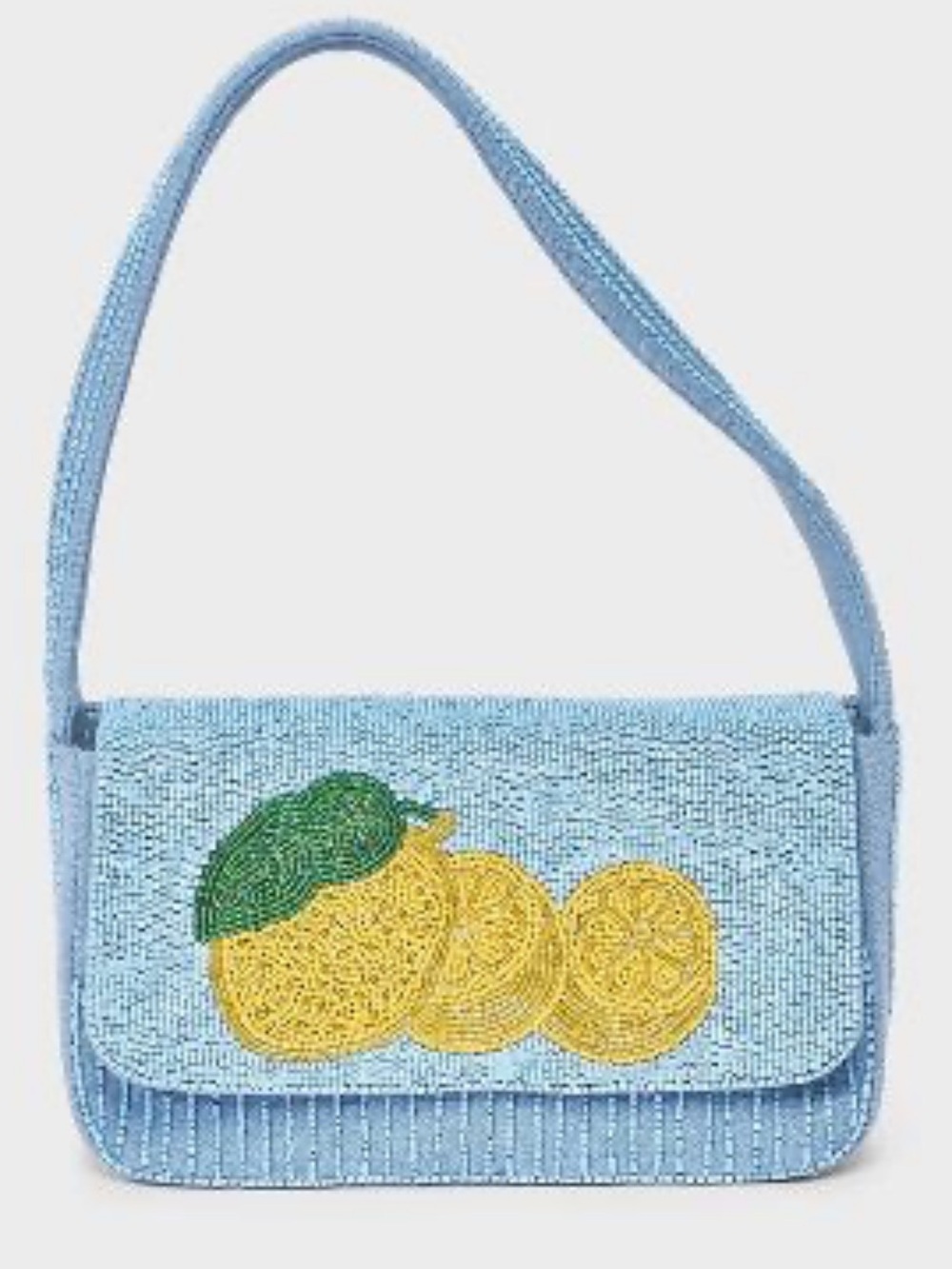 Target a new day Light Blue Beaded Shoulder Bag with Yellow Lemon Motif
